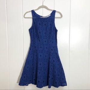 BB Dakota Blue Lace Skater Dress